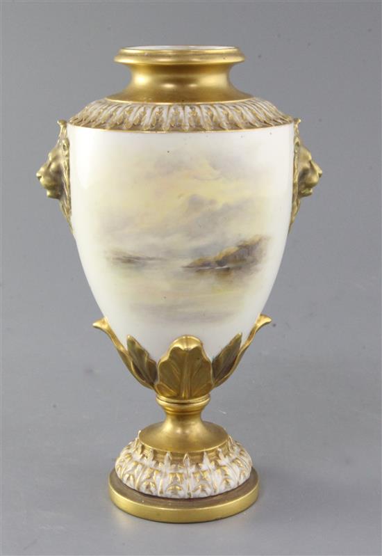 A Royal Worcester vase, painted with Highland cattle by John Stinton, date code 1922, height 23.5cm